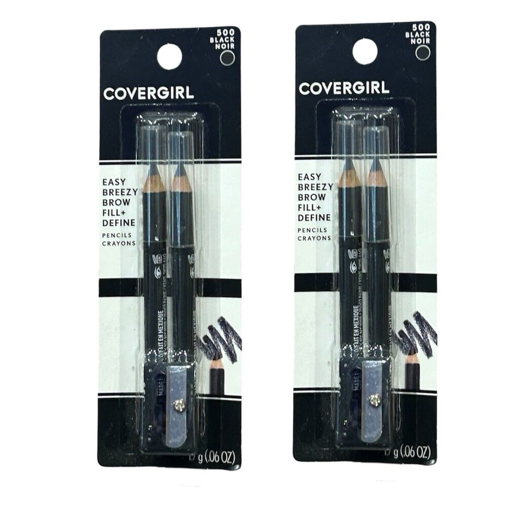 2x CoverGirl Easy Breezy Brow Fill + Define Eye Pencils 500 Black